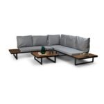Thea Garden Corner Sofa Set with Cream Parasol - Image 8