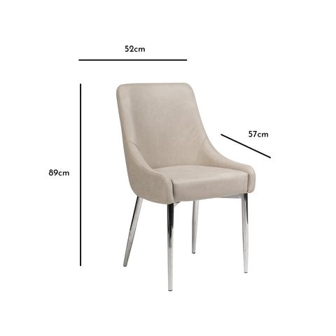 Outlet - Maeve Dining Chairs - Set of 2 - Stone & Chrome 1 Maeve Dining Chairs Set of 2 - Laura James