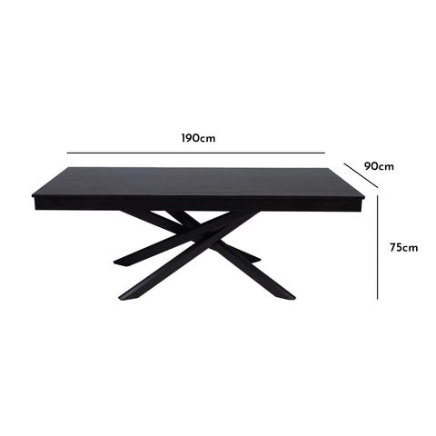 Amelia Black wood Dining Table Set - 6 Seater - Black Hali Rope chairs - Laura James