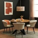 Cleo Light Beige Boucle Dining Chairs - Set of 2 - Black Legs - Image 2