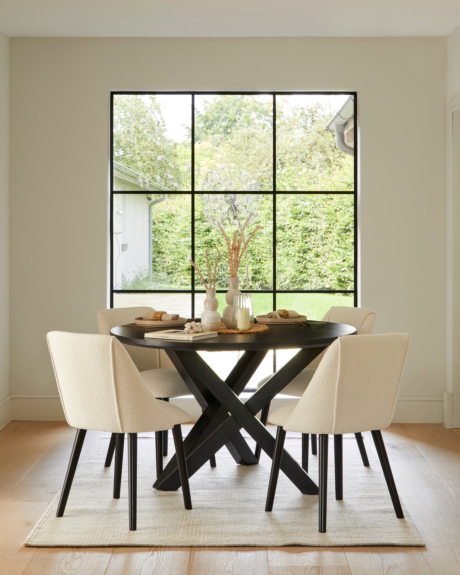 Freya Boucle Dining Chairs - Set of 2 - Black Oak Legs - Image 4