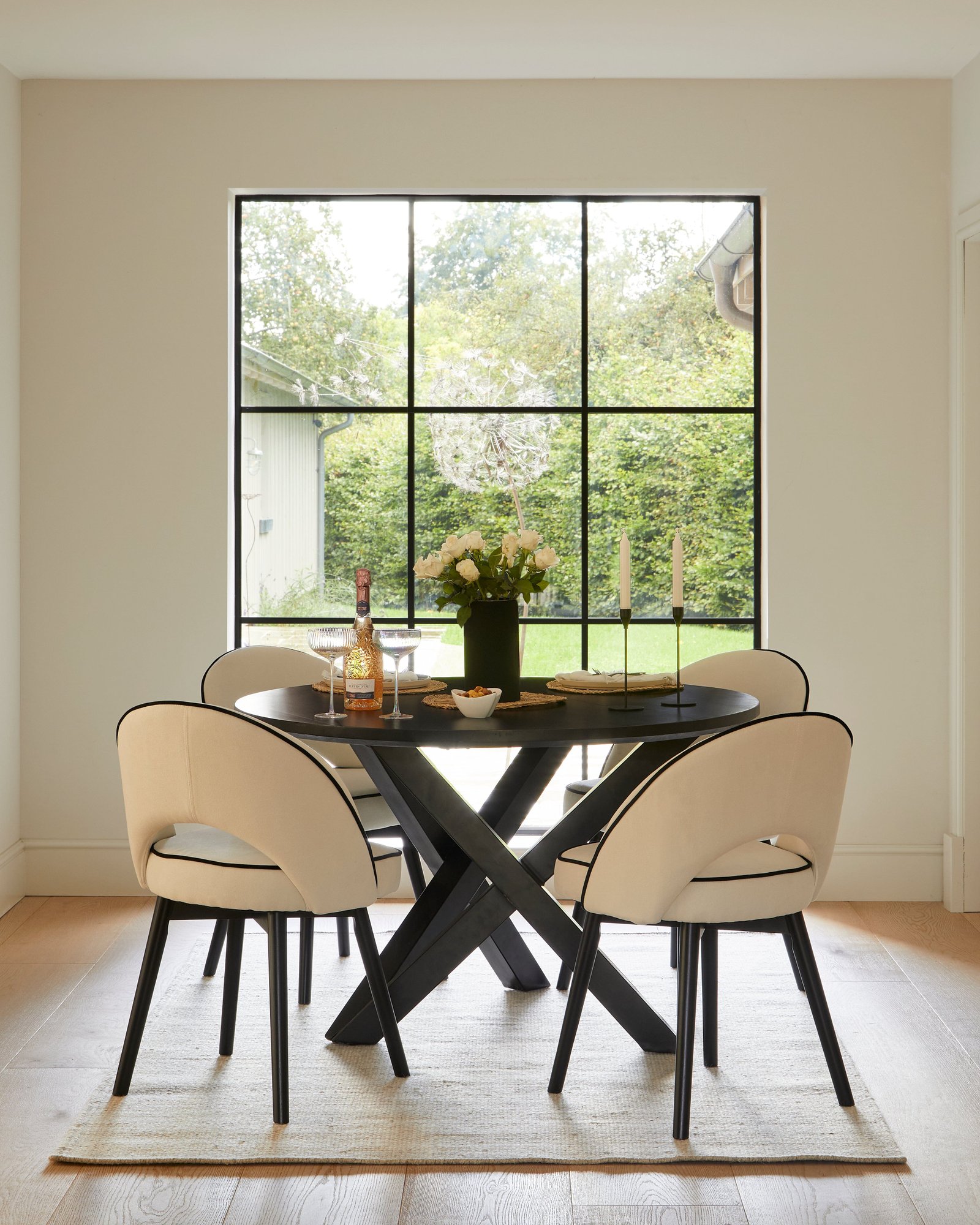 Outlet - Marilyn Ivory Dining Chairs - Set of 2 - Black Oak Legs - Image 4