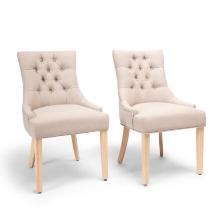 Louis Sand Dining Chairs - Set of 2 - Whitewash Legs