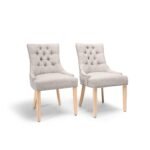 Outlet - Louis Dining Chairs - Set Of 2 - Soft Beige with Whitewash Legs