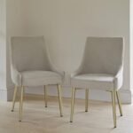 Outlet - Maeve Soft Beige Dining Chairs - Set of 2 - Gold Legs