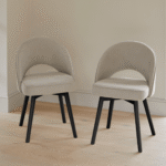 Marilyn Soft Beige Dining Chairs - Set of 2 - Black Oak Legs