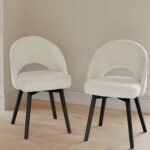 Marilyn Boucle Dining Chairs - Set of 2 - Black Oak Legs