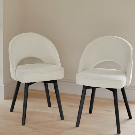 Marilyn Boucle Dining Chairs - Set of 2 - Black Oak Legs