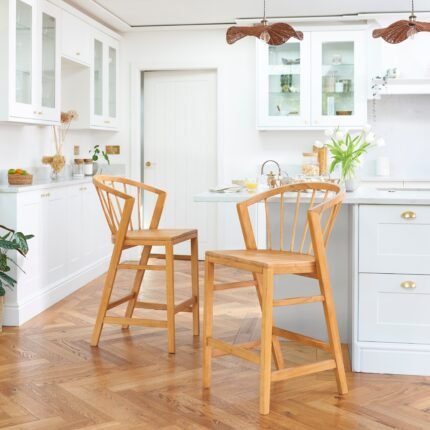 Mabel Classic Oak Bar Stools - Set of 2