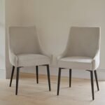 Jade Jet Black Rectangular Acacia Dining Table Set - 6 Seater - Maeve Soft Beige Dining Chairs with Black Legs - Image 2