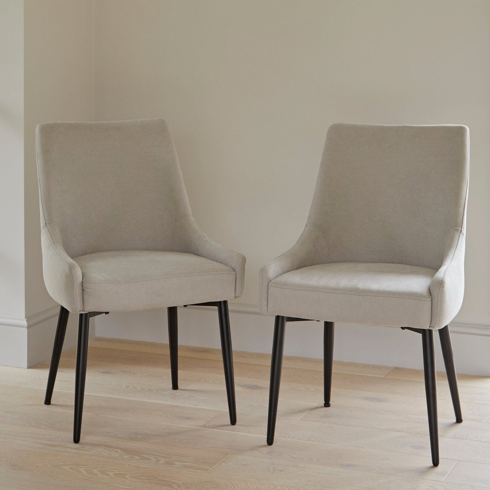 Jade Jet Black Rectangular Acacia Dining Table Set - 6 Seater - Maeve Soft Beige Dining Chairs with Black Legs - Image 2