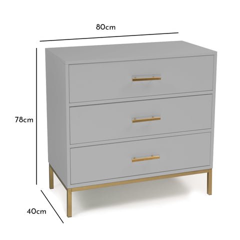 Outlet - Marie 3 Chest of Drawers - Grey 1 Marie Grey Chest of 3 Drawers