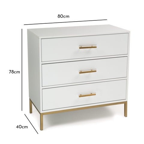 Outlet - Marie 3 Chest of Drawers - White 1 Marie Chest of 3 Drawers - White