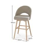 Marilyn Soft Beige Bar Stool - Whitewash Oak Legs - Image 7