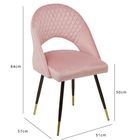 Outlet - Marilyn Dining Chair - Set of 2 - Pink Velvet 1 Marilyn dining chairs - set of 2 - pink velvet