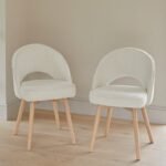 Marilyn Boucle Dining Chairs - Set of 2 - Whitewash Oak Legs