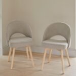 Outlet - Marilyn Dining Chairs - Set of 2 - Soft Beige with Whitewash Oak Legs