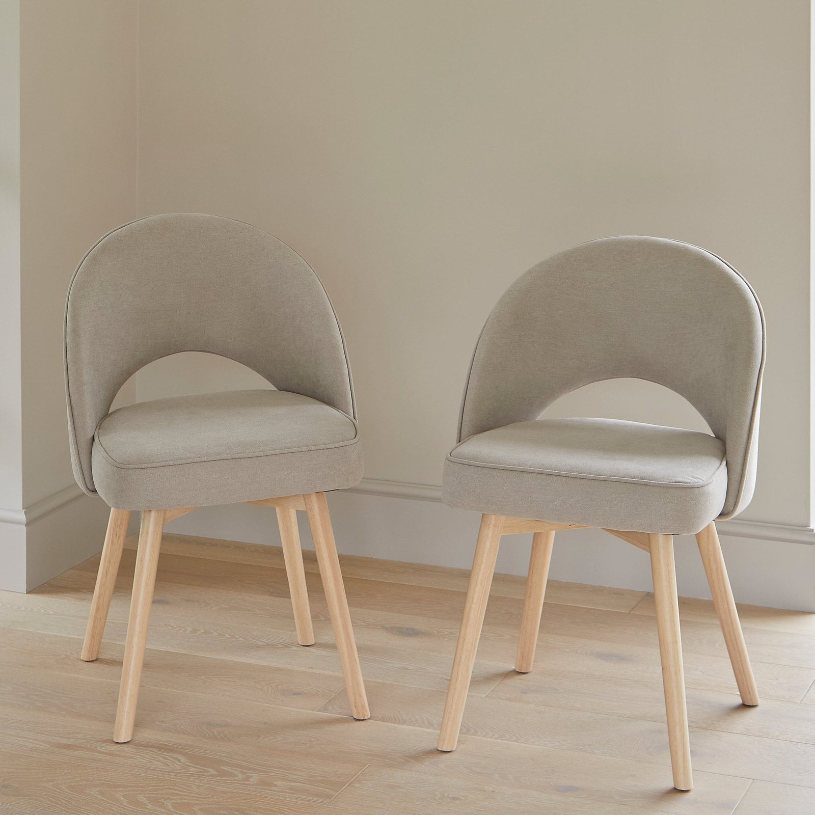 Amelia Whitewash Dining Table Set - 6 Seater - Marilyn Soft Beige Dining Chairs - Whitewash Legs - Image 2