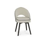 Jade Jet Black Rectangular Acacia Dining Table Set - 6 Seater - Marilyn Ivory with Black Piping Dining Chairs with Black Legs - Image 9