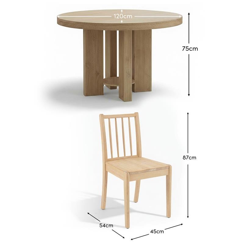Marlon Whitewash Oak Round Dining Table Set - 4 Seater - Tilly Dining Chairs - Whitewash Oak - Image 10