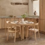 Marlon Whitewash Oak Round Dining Table Set - 4 Seater - Carter Dining Armchairs - Whitewash Oak