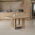 Marlon Whitewash Oak Round Dining Table Set - 6 Seater - Freya Oat Boucle Dining Chairs - Whitewash Oak Legs - Image 3