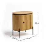 Matius Seasoned Oak 1 Left Door Bedside Table - Black Legs - Image 11