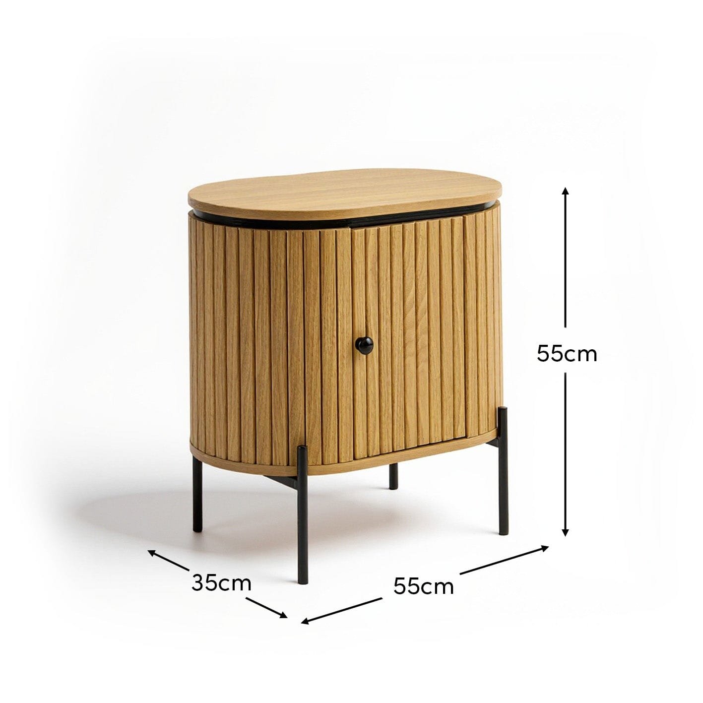 Matius Seasoned Oak 1 Left Door Bedside Table - Black Legs - Image 11