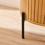 Matius Seasoned Oak 1 Left Door Bedside Table - Black Legs - Image 8