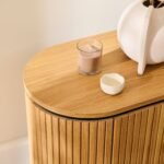 Matius Seasoned Oak 1 Left Door Bedside Table - Black Legs - Image 6