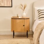 Matius Seasoned Oak 1 Left Door Bedside Table - Black Legs - Image 4