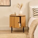 Matius Seasoned Oak 1 Left Door Bedside Table - Black Legs - Image 2