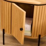 Matius Seasoned Oak 1 Left Door Bedside Table - Black Legs - Image 5