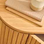 Matius Seasoned Oak 1 Left Door Bedside Table - Black Legs - Image 9