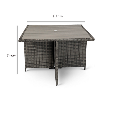 Outlet - 8 Seater Grey Rattan Cube Outdoor Dining Set - Polywood Top 1 8 Seater Rattan Cube Outdoor Dining Set - Grey Weave Polywood Top