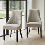 Outlet - Nadine Dining Chair Set of 2, Soft Beige with Black Legs