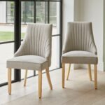 Outlet - Nadine Dining Chairs - Set of 2 - Soft Beige with Whitewash Legs