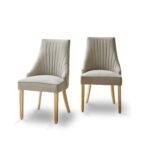 Outlet - Nadine Dining Chairs - Set of 2 - Soft Beige with Whitewash Legs - Image 4