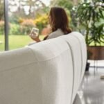 Nathalia Chaise Corner Sofa & Round Footstool Set - Chalk White Boucle - Image 6