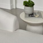 Nathalia Chaise Corner Sofa & Round Footstool Set - Chalk White Boucle - Image 7