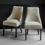 Nadine Marl Taupe Dining Chairs - Set of 2 - Black Legs