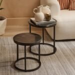 Nara Black Marble Round Nest of Tables - Black Frame