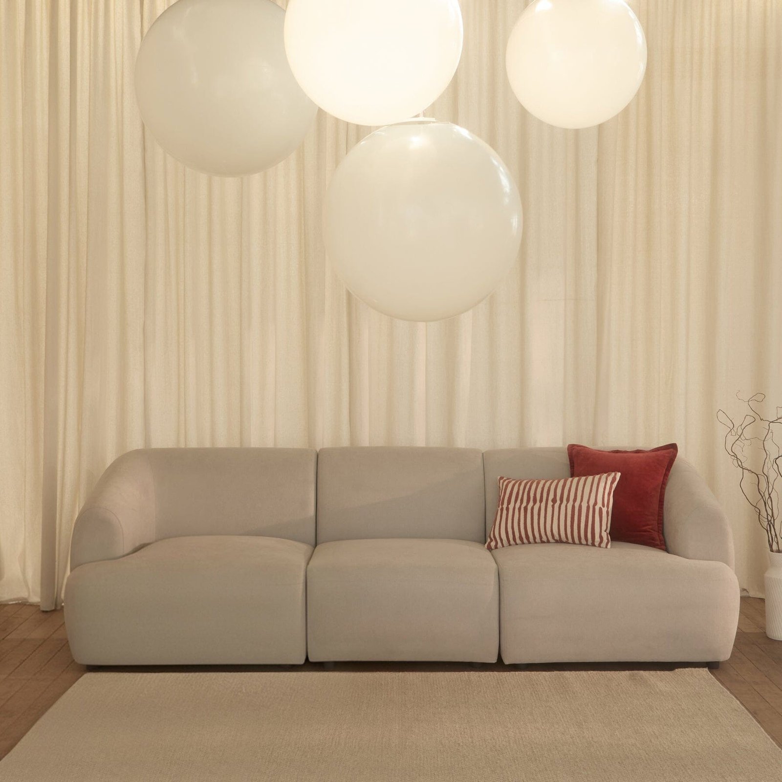 Nathalia 3-Seater Sofa - Soft Beige - Image 1