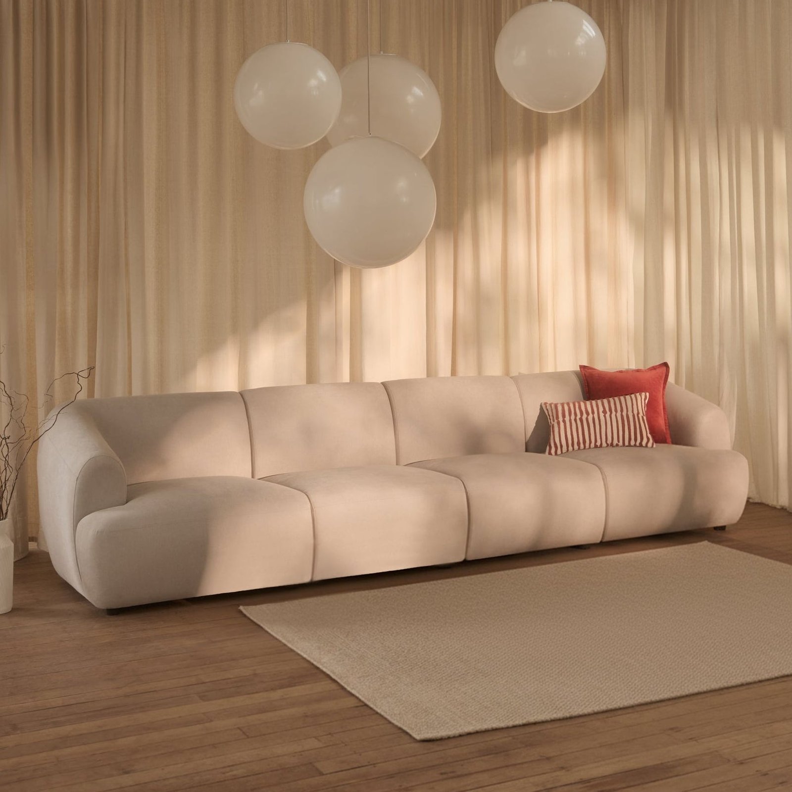 Nathalia 4-Seater Sofa - Soft Beige - Image 6
