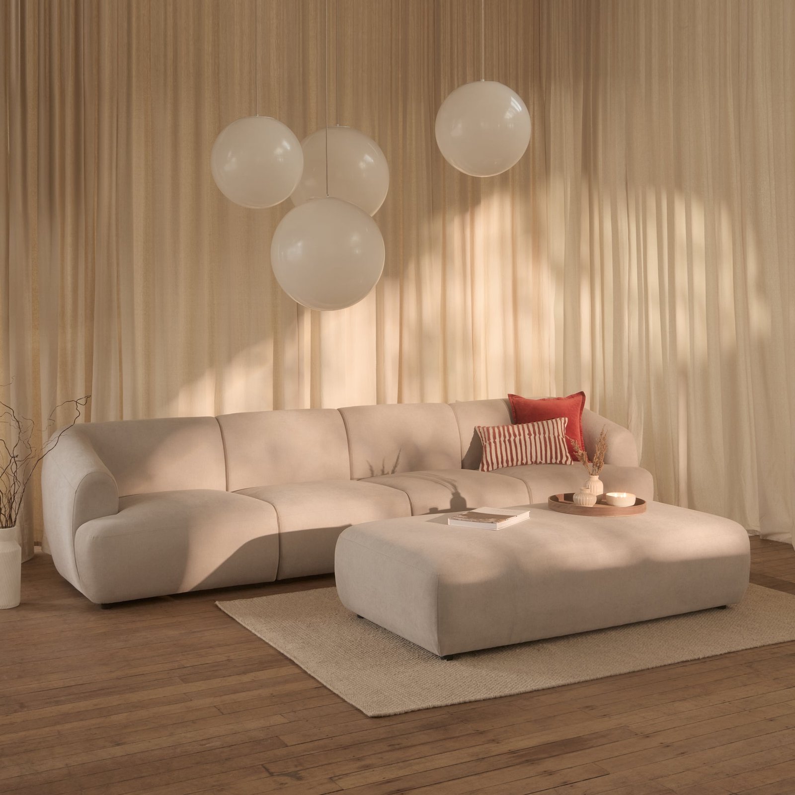 Nathalia 4-Seater Sofa - Soft Beige - Image 2