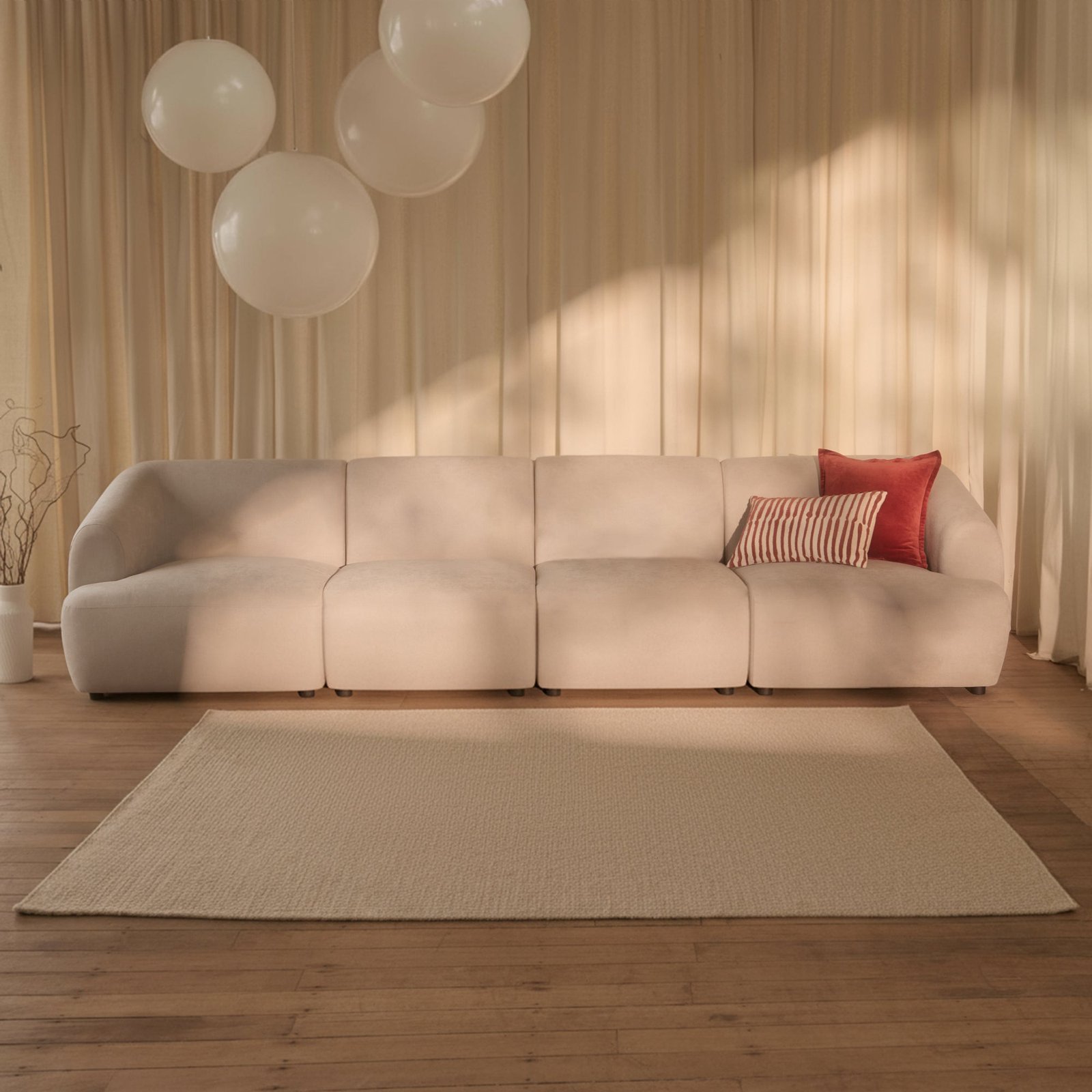 Nathalia 4-Seater Sofa - Soft Beige - Image 1