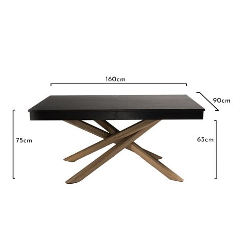 Outlet - Amelia Table Wood Extendable Black Top Whitewash Legs 1 Amelia Black Extendable Dining Table with Oak Legs