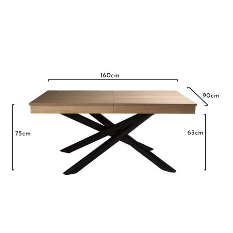 Outlet - Amelia Oak Wood Extendable Dining Table with Black Legs 1 Amelia Oak Extendable Dining Table with Black Legs