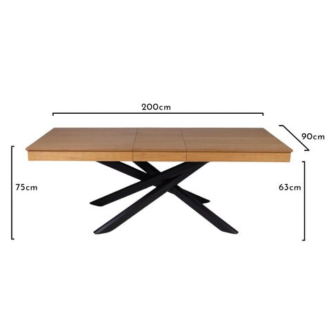 Outlet - Amelia Oak Wood Extendable Dining Table with Black Legs 2 Amelia Oak Extendable Dining Table with Black Legs