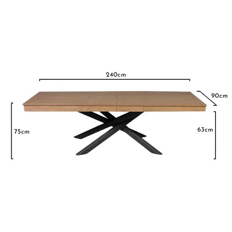 Outlet - Amelia Oak Wood Extendable Dining Table with Black Legs 3 Amelia Oak Extendable Dining Table with Black Legs